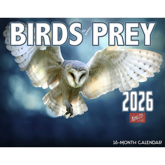 2026 Birds of Prey Wall Calendar 16-Month X-Large Size 14x22, Best Eagle, Hawk, Owl by The KING Company-Monster Calendars