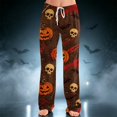 thumbnail image 1 of IYYVV Halloween Pajama Pants for Women Stretch Drawstring Lounge Pants Casual Pumpkin Ghost Printed Wide Leg Pjs Bottoms Orange L, 1 of 4