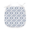 thumbnail image 1 of Dolphin Dining Chair Pad, Nautical Themed Simple Pattern with Playful Big Fish Round Motif, Water Resistant Pillow with Straps for Kitchen Seats, 12 Pieces Set, Cobalt Blue Night Blue, by Ambesonne, 1 of 5