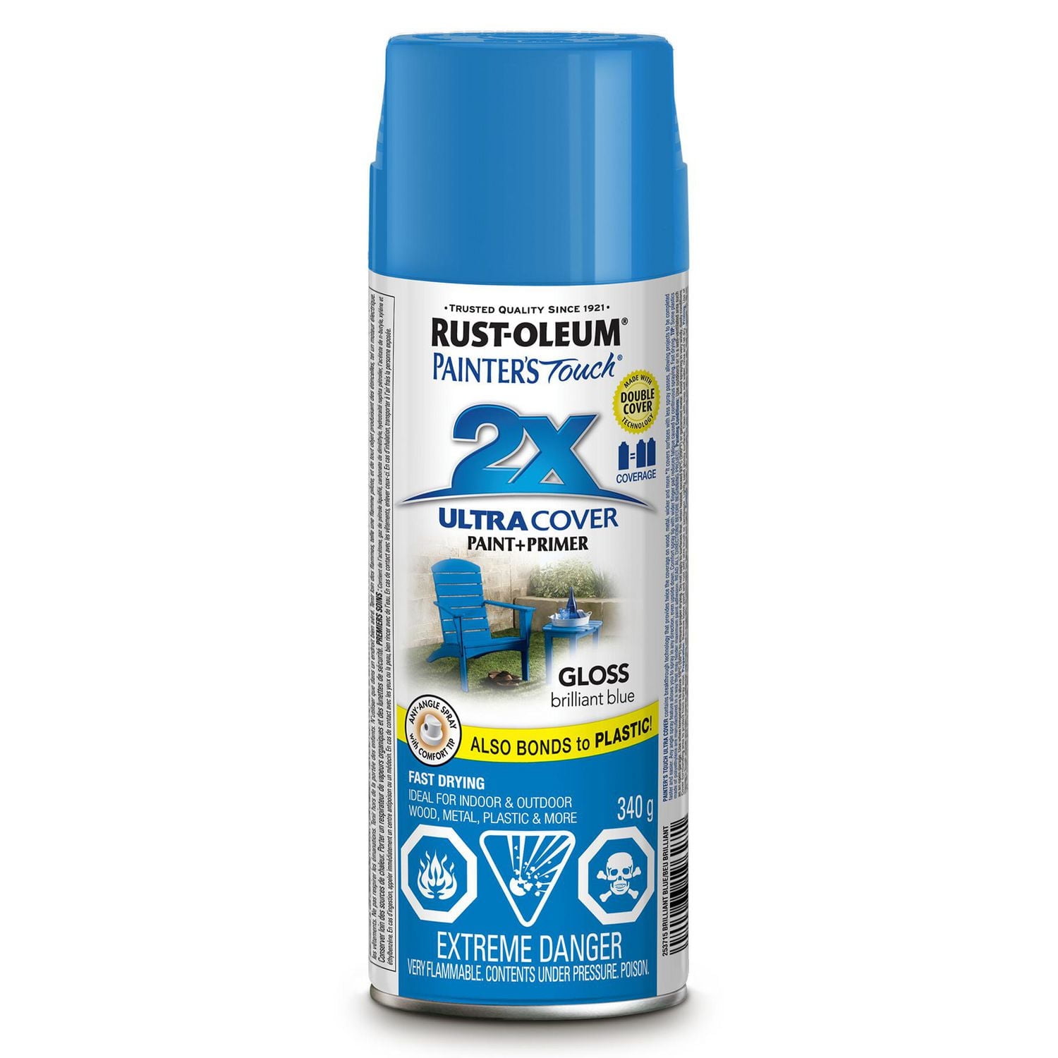 Painter's Touch 2X Ultra Cover Spray Paint - Brilliant Blue, Gloss 340 g