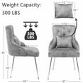 thumbnail image 4 of Foredo Velvet Dining Chairs, Modern Upholstered Dining Chairs with Pillow and Metal Legs, Tufted Side Chairs for Living Dining Room, Light Gray, 4 of 9
