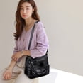 thumbnail image 3 of Retro Women Soft PU Leather Pure Color Shoulder Bag Small Handbag (Brown), 3 of 10