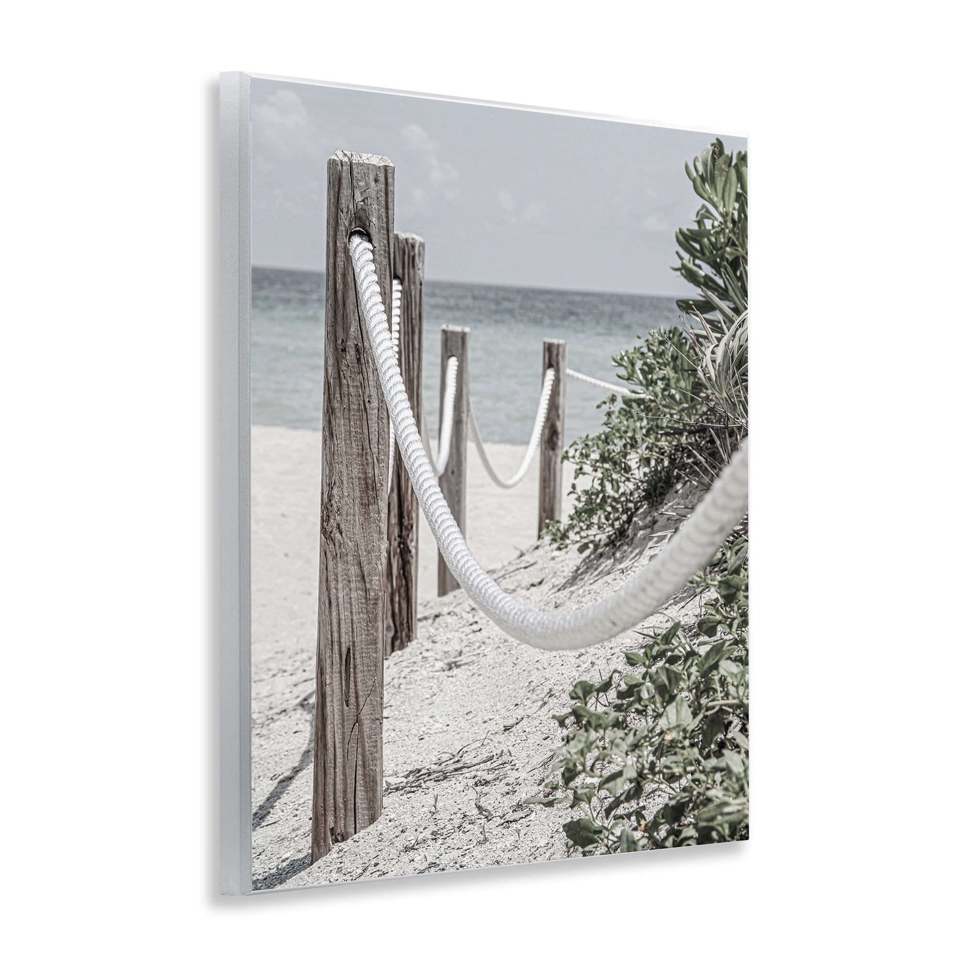 Stupell Industries Rope Fence Beach Landscape Photography Unframed Art Print Wall Art, 11 x 14