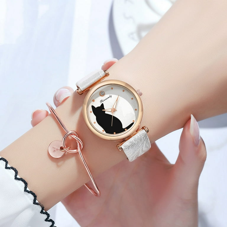 Watches for Women Women s Casual Cute Cat Pattern Bracelet Watch