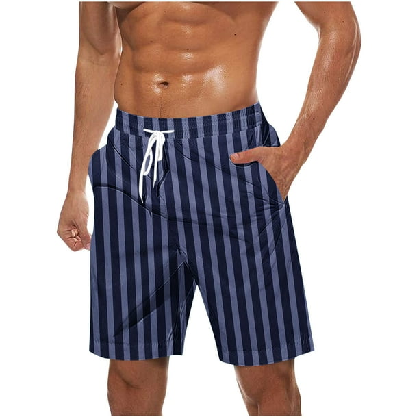 Mens Pantalones Cortos Cintura Elástica con Bolsillos Pantalones Cortos de Impresión de la Moda Casual, Pantalones de Playa de Cintura Elástica con Bolsillos, Poliéster