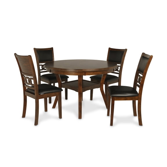 New Classic Furniture Gia Solid Wood 5-Piece Round Dining Set in Brown