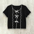 thumbnail image 7 of yillto Short Sleeve Tee for Girls Round Neck Shirts Bow Ruffle Sleeve Summer Cute Tops 3-14 Years, 7 of 7