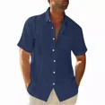 thumbnail image 1 of Camisa Strech Cuello Mao Lino Hombre Casual Manga Corto Slim, 1 of 6