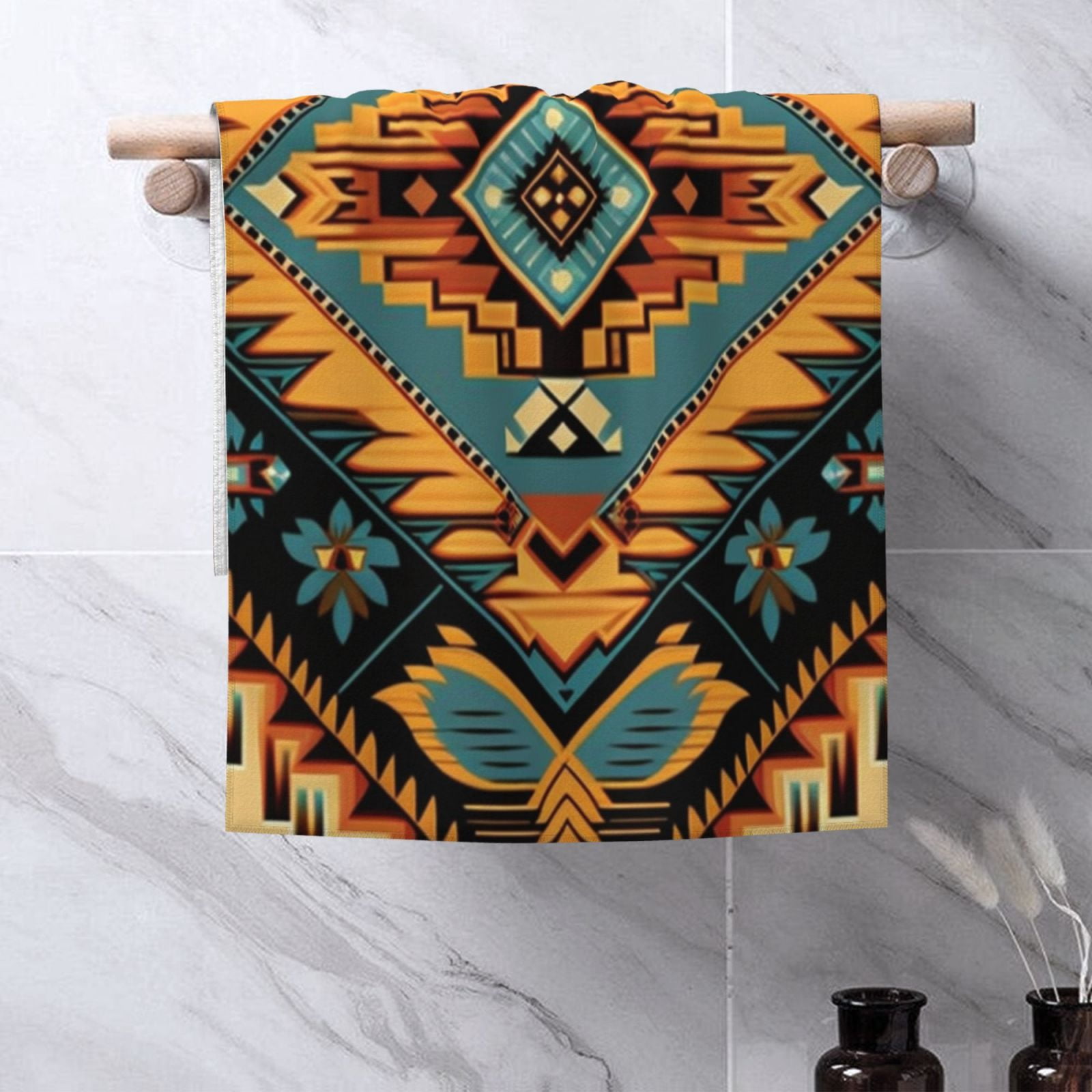 Southwest Tribal Indian Geometric 27.5" x 16" Ultra Soft Hand Towel, Face Wash Cloth for Bathroom, Gym, Travel, Pool