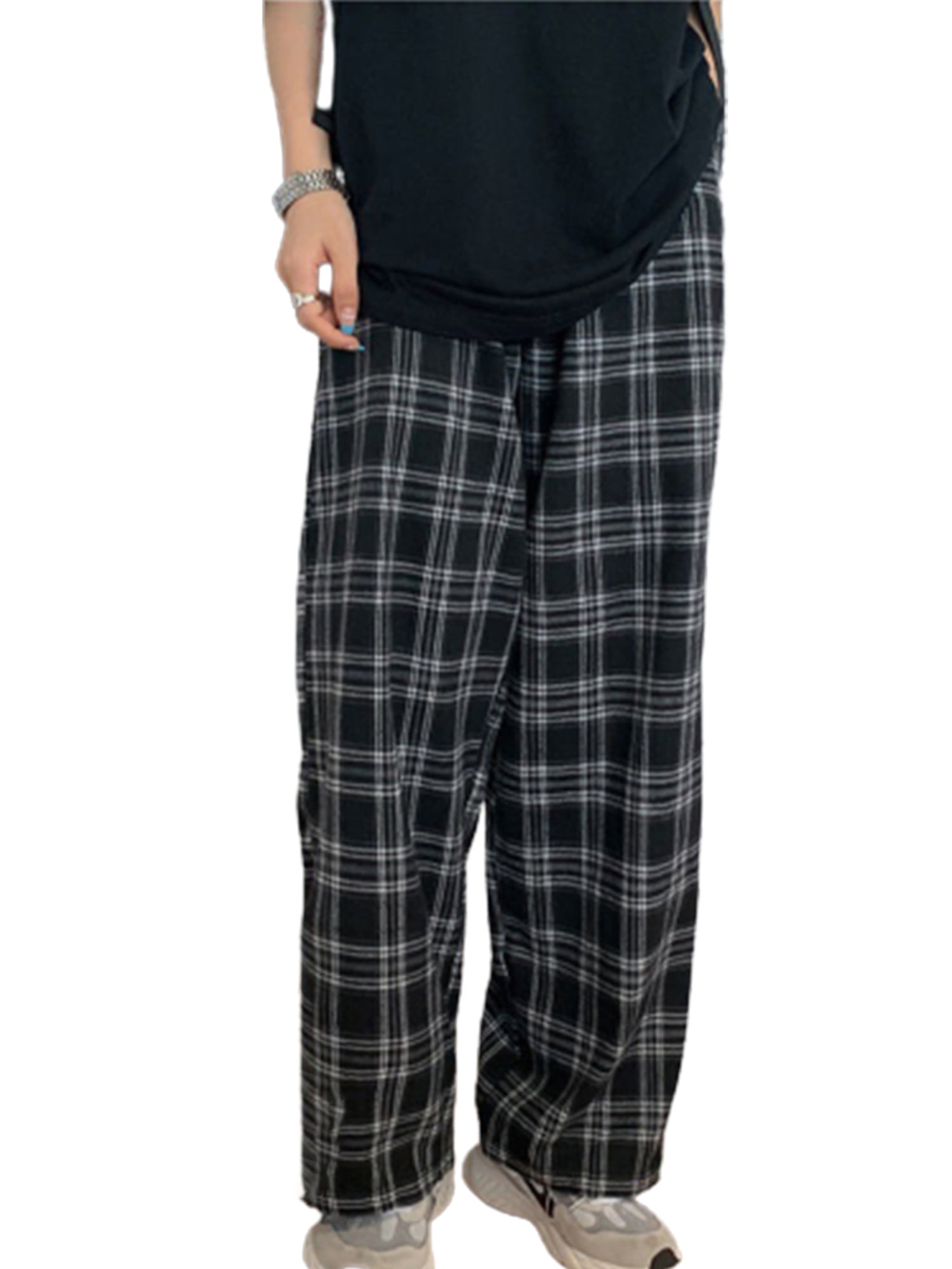 plaid pants loose fit