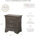 thumbnail image 3 of Glory Furniture Louis Phillipe 2 Drawer Nightstand in Gray, 3 of 14