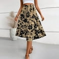 thumbnail image 6 of bbyeadc Floral Maxi Skirts for Women Tiered Elastic High-Waist Floral Maxi Skirt Flowy Swing Drawstring Spring Vacation Skirt Casual Pleated Boho Skirts Women Midi Length, Khaki L, 6 of 7