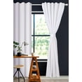 thumbnail image 4 of Bedding Craft White Cotton Tab Top Curtain Panels – Modern Farmhouse Light Filtering Window Curtains, Machine Washable and Durable – Set of 2, 50"x108", 4 of 12