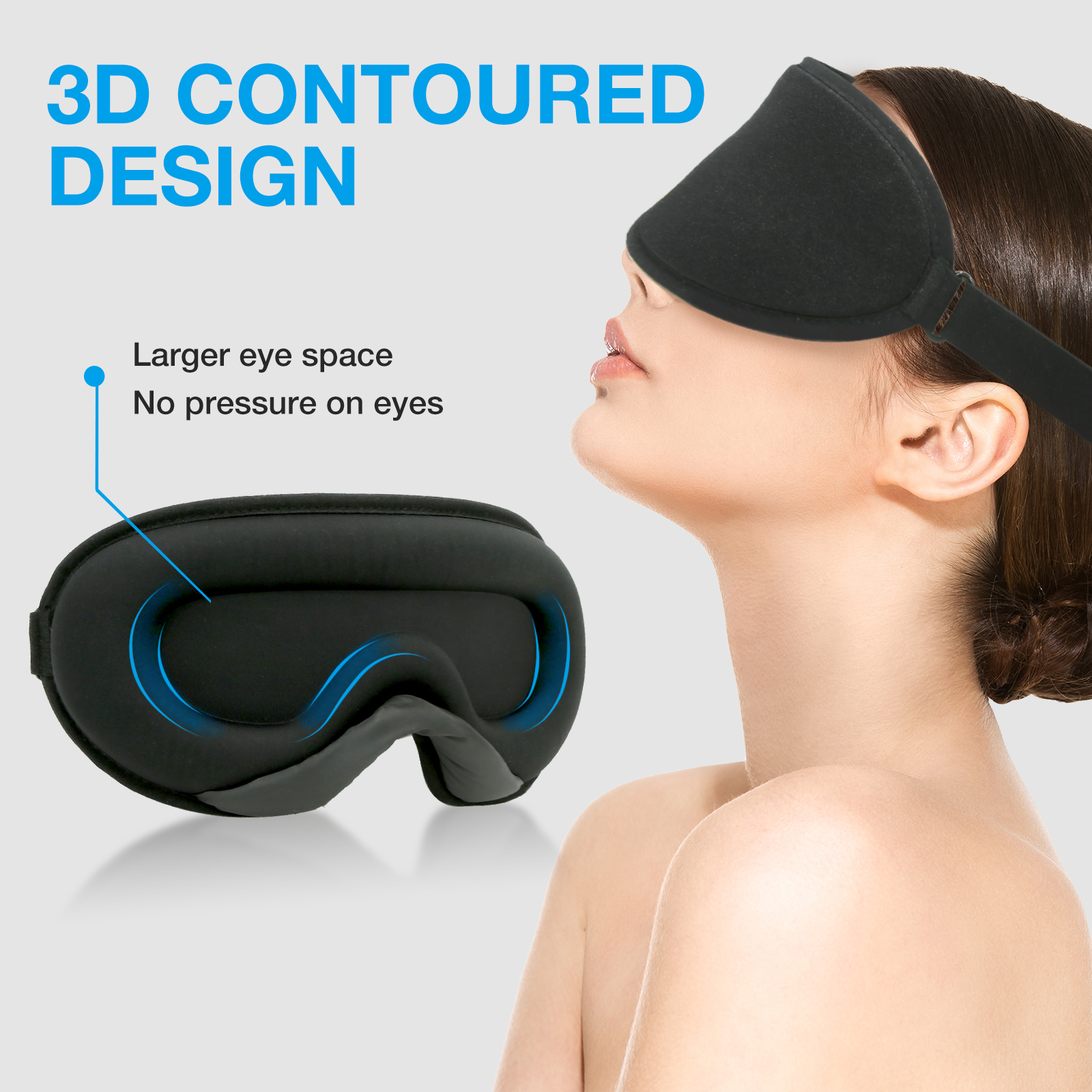 LYSIAN 3D Sleep Eye Mask with Earplugs Black photo 2