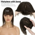 thumbnail image 4 of Benehair Real Hair Clip In Extensions Clip In Hairpiece Silk Base Topper Toupee With Bang Wiglet Top 100% Remy Human Hair Piece Crown 13cm*15cm Brown 6"-22", 4 of 11