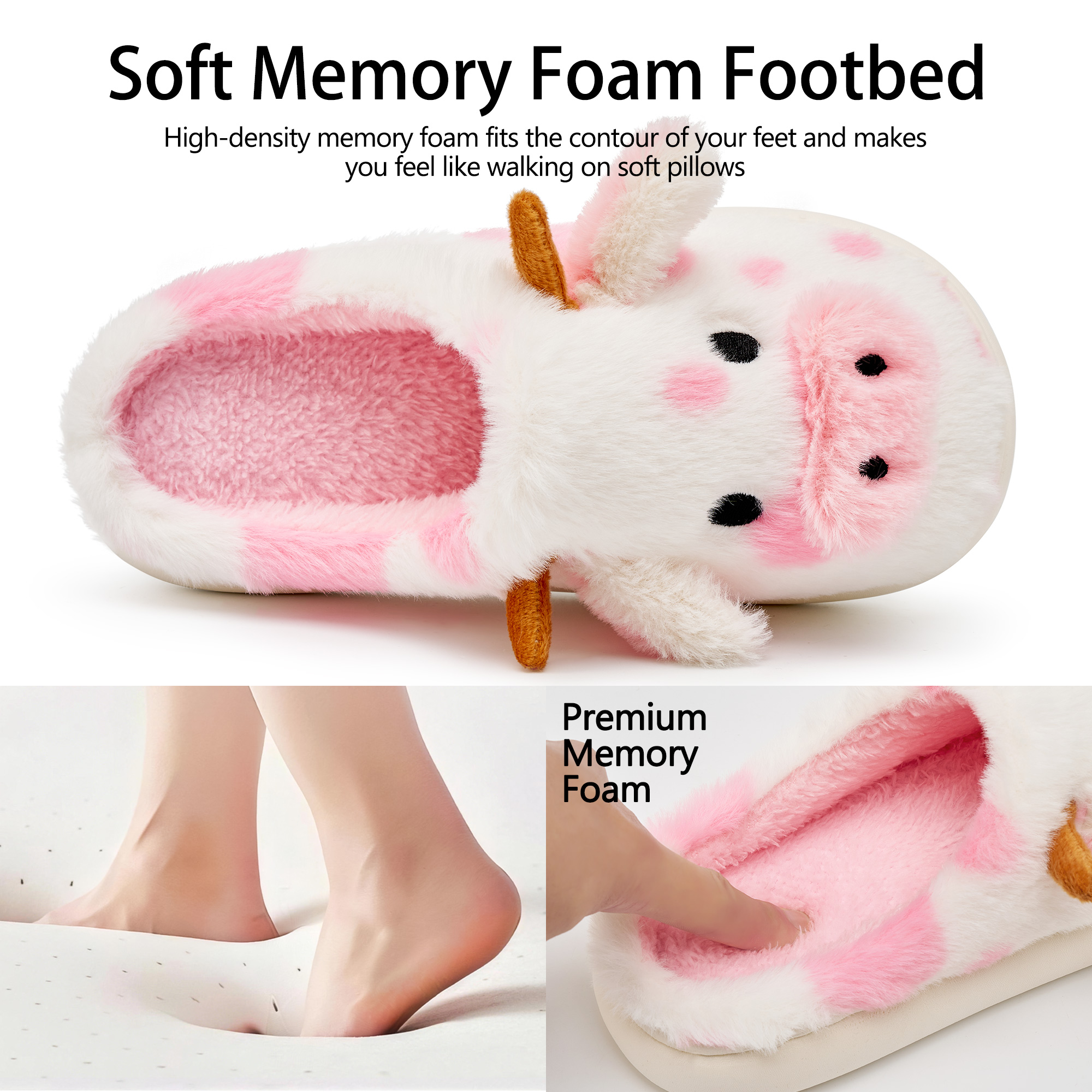 Ecetana Women's Fuzzy Cow House Slippers photo 3