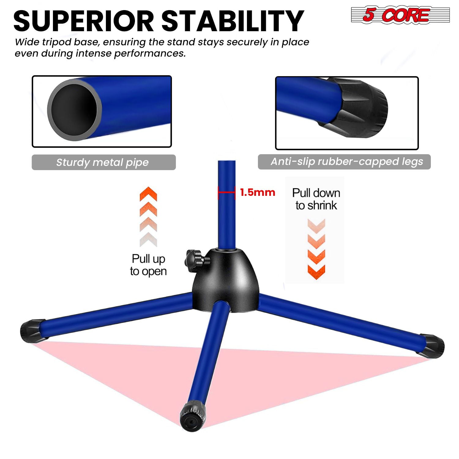 Adjustable Tripod Mic Stand with Boom Arm - 18" to 72" Height, Heavy Duty 4.5lb Capacity, Folding Portable Design for Studio/Stage (4-Piece Kit)