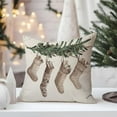 thumbnail image 5 of Christmas Pillow Covers 18x18 Set of 4 Christmas Tree Gloves Neutral Christmas Decor Outdoor Xmas Winter Holiday Beige Decorative Throw Pillow Case Home Decorations for Living Room Couch, 5 of 6