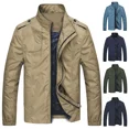 thumbnail image 2 of Gabardina de primavera para hombre, chaquetas impermeables de primavera y otoño para hombre, chaqueta informal ajustada con cuello alto, cortavientos, chaqueta de acampada, ropa, 2 of 5