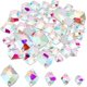 thumbnail image 1 of 5 tamaños 78 piezas para coser en diamantes de imitación AB, rombos irregulares, piedras de costura, gemas, 2 agujeros, parte trasera plana transparente, diamantes de imitación coloridos, 1 of 6