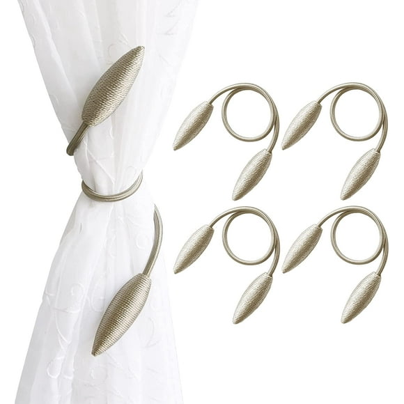 Valea Home 4 Pieces Curtain Tiebacks Clips Creative Window Drape Twist Tie Backs European Style Custom Made Curtain Holders Decorative Draperies Holdbacks, Beige