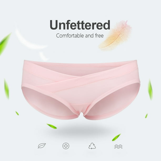 Herwey Breathable Cotton Pregnancy Underwear Low Waist U-shaped Women  Elastic Panties(Pink L) 