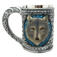 thumbnail image 2 of Large Celtic Blue Alpha Gray Wolf Mug Stainless Steel Rim Resin 18oz Cup, 2 of 9