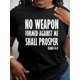 thumbnail image 1 of Camiseta con estampado "NO WEAPON" de talla grande, informal, de cuello redondo y manga corta para primavera y verano, para mujer, talla grande, para adultos, hombres, mujeres, adolescentes, jóvenes., 1 of 6