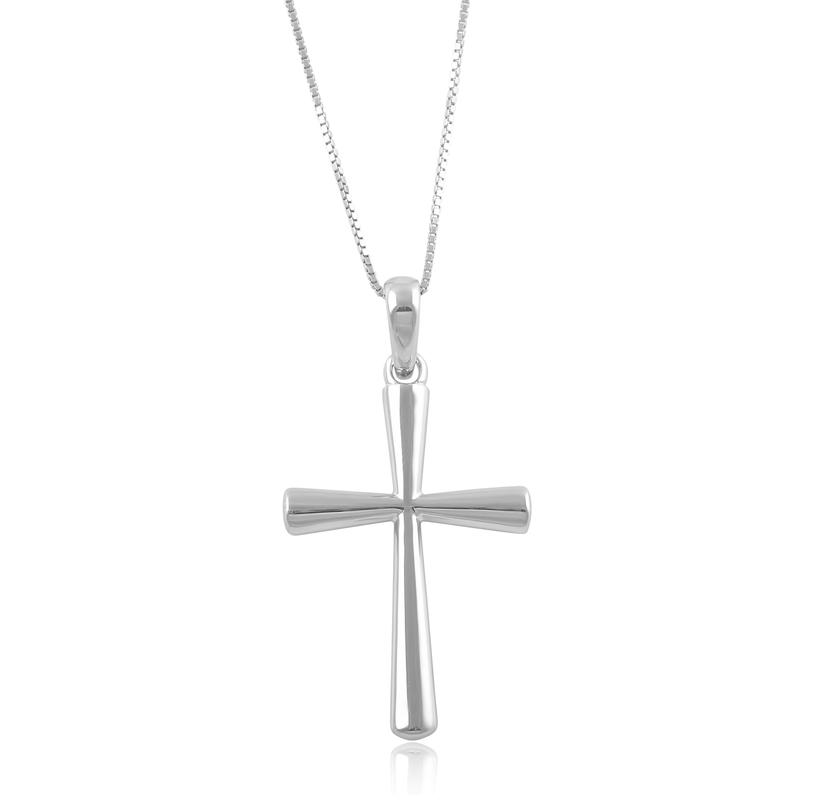 Silver Close Out Sterling Silver Small Traditional Cross Necklace 18
