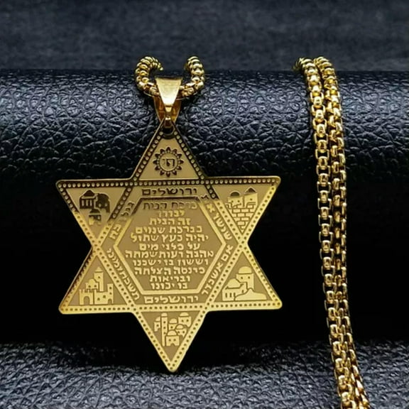 HOOUN Men's Star of David Pendant Necklace Jewelry Wholesale Gift-Gold