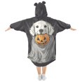 thumbnail image 2 of FORMRS Wearable Blanket Hoodie with Sleeves for Kids Cozy Flannel Sweatshirt, White Halloween Dog, 2 of 7