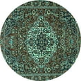 thumbnail image 1 of Ahgly Company Indoor Round Persian Turquoise Blue Traditional Area Rugs, 3' Round, 1 of 4