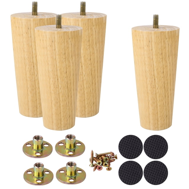 Patas de Madera Redondas 6 Pulgadas Unique Bargains Reemplazo para Sillón Reclinable Café Juego de 4