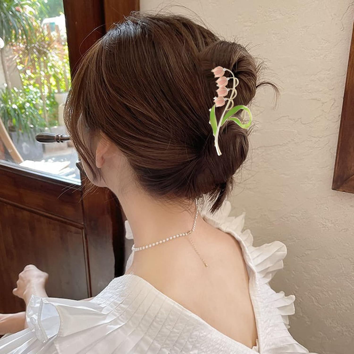 3-Piece Floral Metal Hair Accessories: Lily of the Valley Barrettes, Elegant Strong Hold Non-Slip Clamps for Thin/Medium Hair