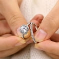 thumbnail image 6 of Blue Jewel Brilliant 1.9 Ct Round Cut Diamond Ring - 14K White Gold Plated Diamond Ring - Engagement Wedding Diamond Rings for Couples - Solitaire with Accent and Eternity Rings for Couples, 6 of 10