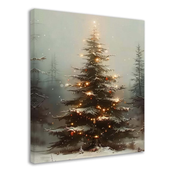 Vintage Pine Tree Canvas Prints Wall Art Decor Christmas Poster for Home Room Wall Decoration - 8x10 inches Framed Canvas