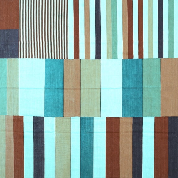Ahgly Company Indoor Square Patchwork Light Blue Transitional Area Rugs, 6' Square