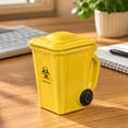 thumbnail image 4 of Creative Novelty Drinkware, Ceramic Coffee Mug with Lid, Desk Decor for Home Office and Workspaces, Funny Gift Yellow Biohazard Trash Can Styled Ceramic Mug, Trash Bin Shaped, 4 of 8