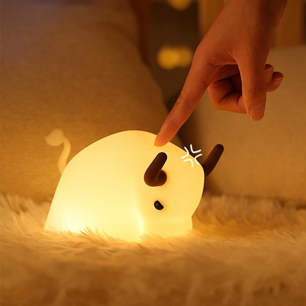 LED Night Light Gifts for girls and boys Baby, Dimming Bedroom Bedside Lamp for Kids Bedroom, Cute Cow Silicone Nightlights for Children