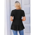 thumbnail image 2 of Weardear 3 Pack Maternity Shirts Short Sleeve Peplum Pregnancy Tunic Top Double Pleated Casual Babydoll Blouse for Women, 2 of 6