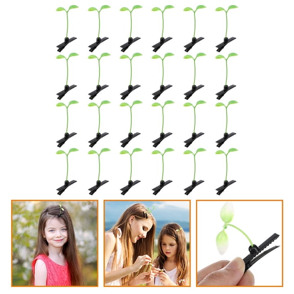 OFFIGAM 60pcs Green Plant Hair Clips for Teens and Kids, Plastic Barrettes, Fun Hair Accessories for Girls