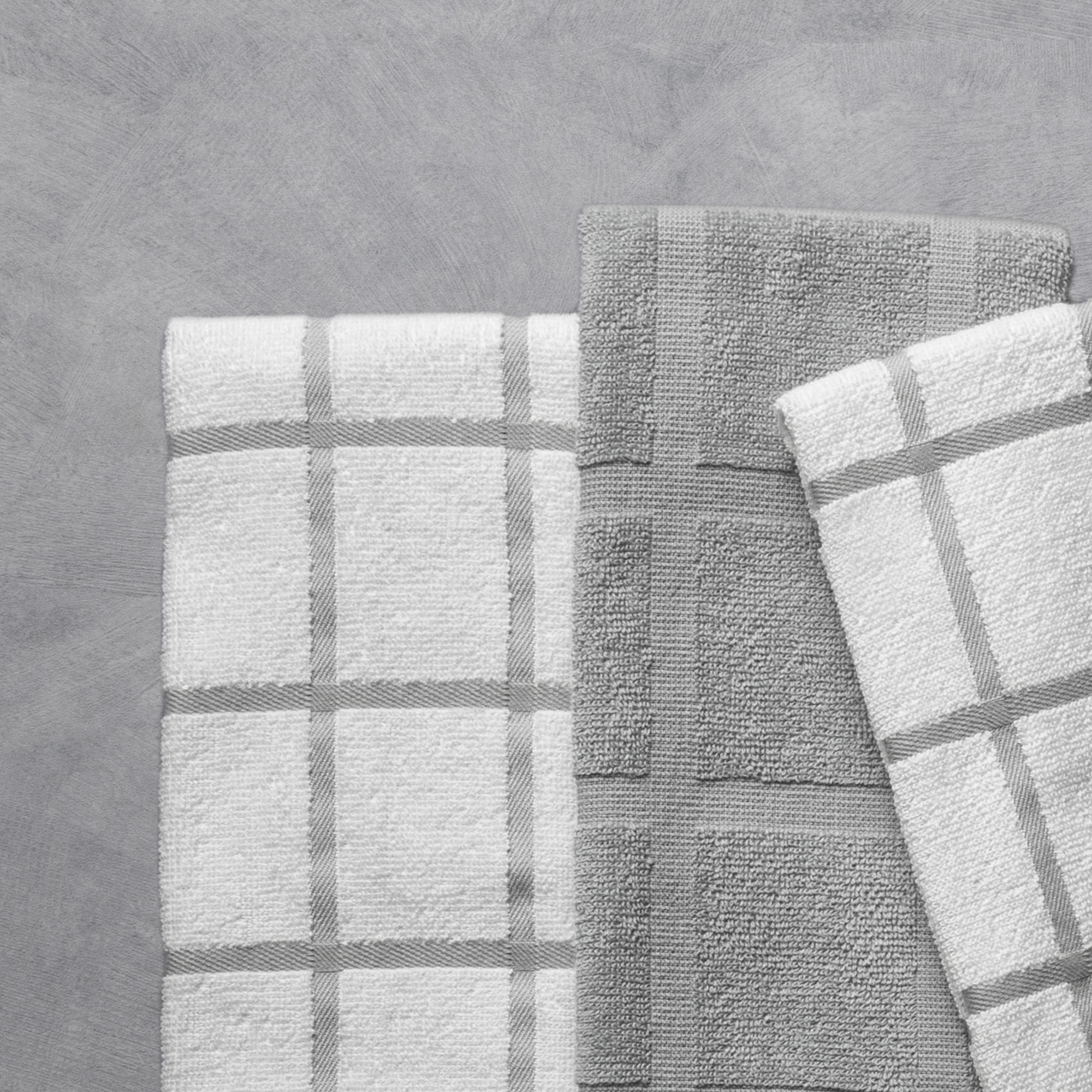Thyme & Table Kitchen Towels, Gray & White Windowpane, 100% Cotton, 5-Pack Set