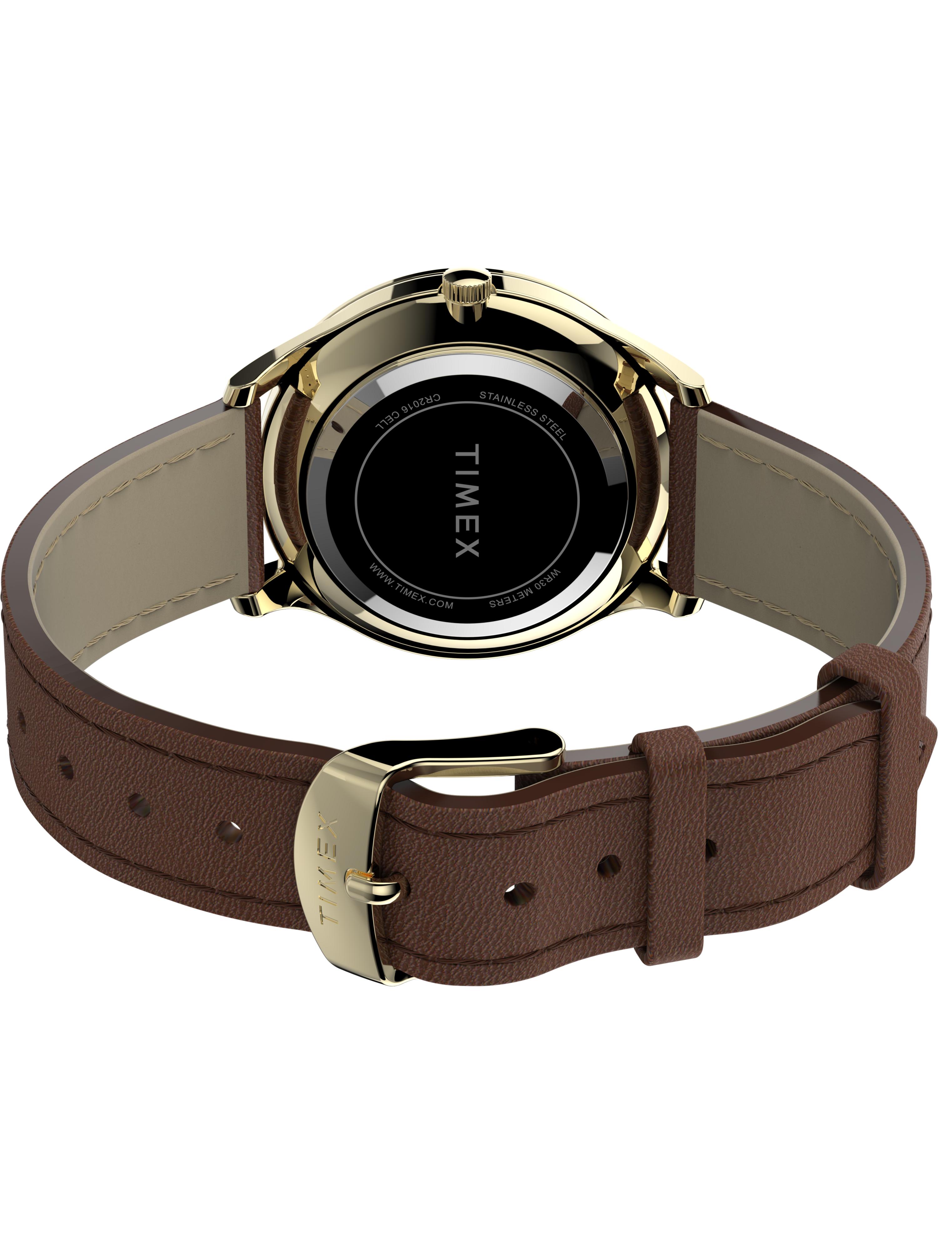 Timex Women's Modern Easy Reader 32mm Brown/Gold/White Watch, Genuine Leather Strap
