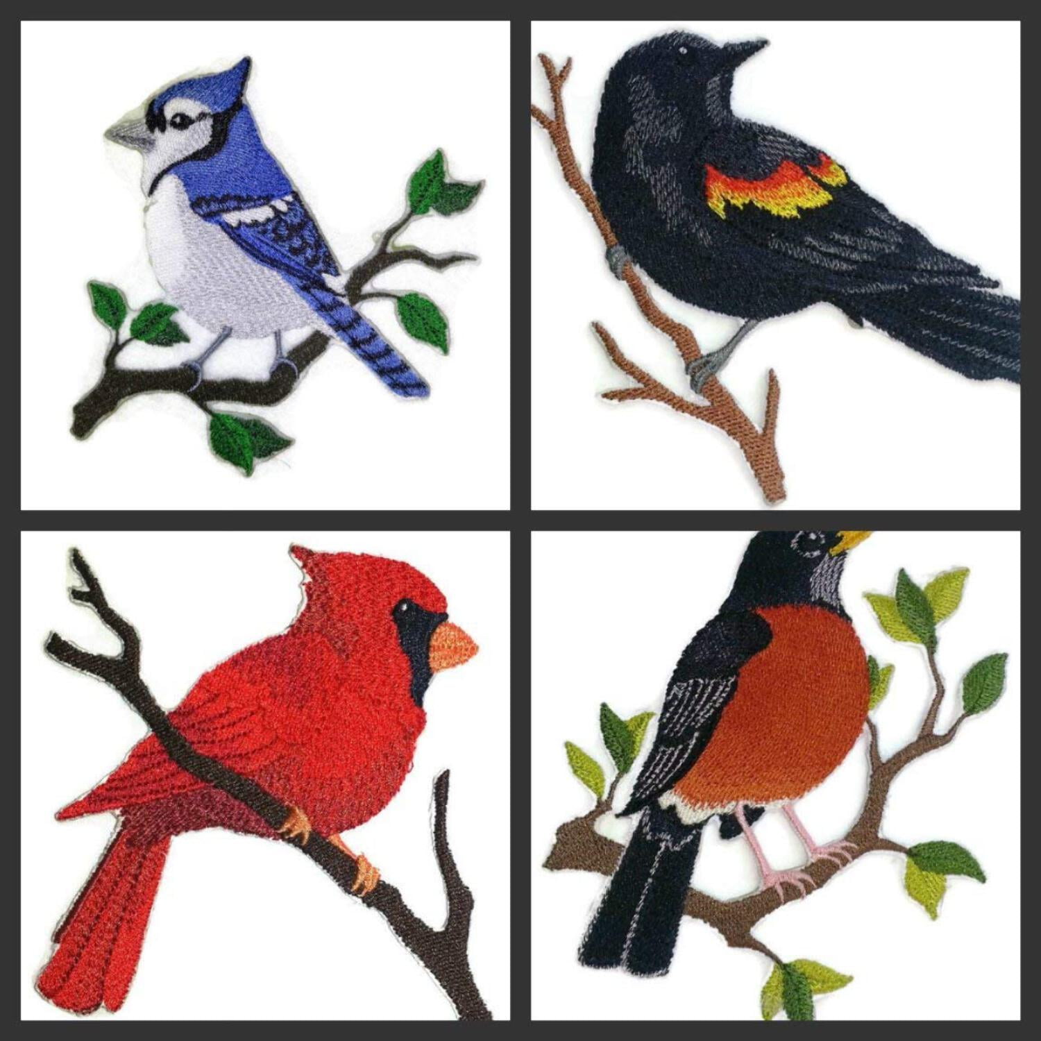 Single Blue Jay Bird Embroidered Iron on/Sew patch [5" X 4.5"]