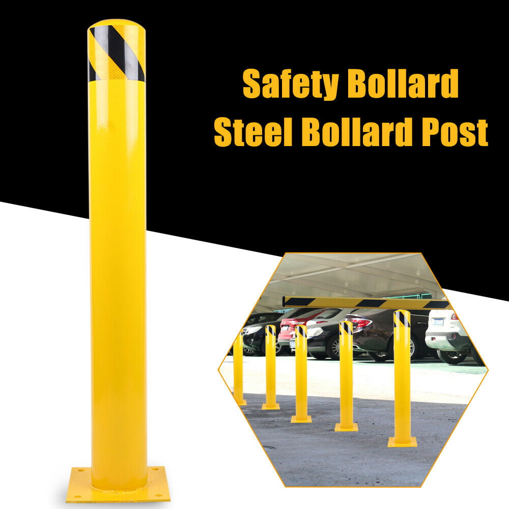 Safety Bollard Steel Bollard Post Steel Barrier 24"/36"H Yellow Signs Pipe 4.5"D 