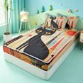 thumbnail image 2 of meiyoeat Mid Century Black Cat Art Zipper Full Size Comforter Sets with Fitted Sheet and 2 Pillowcases,Retro Print Zipper Bedding Set,Light Gray Reversible,4-Piece, 2 of 7