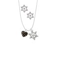 thumbnail image 2 of Delight Jewelry Silvertone Black Resin Heart with Fall Crystals Silver tone Snowflake Charm Necklace and Stud Earrings, 2 of 4
