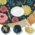 thumbnail image 3 of Stretch Edge Floral Round Tablecloth Made from Durable Polyester, Water-Resistant Fabric Fits 44-52 Inch Round Tables for Versatile Use, 3 of 5
