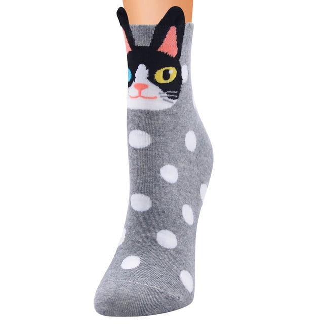 Under $5 Stockings Gray Women Cotton Socks In Tube Socks Animal Cartoon Socks Female Socks