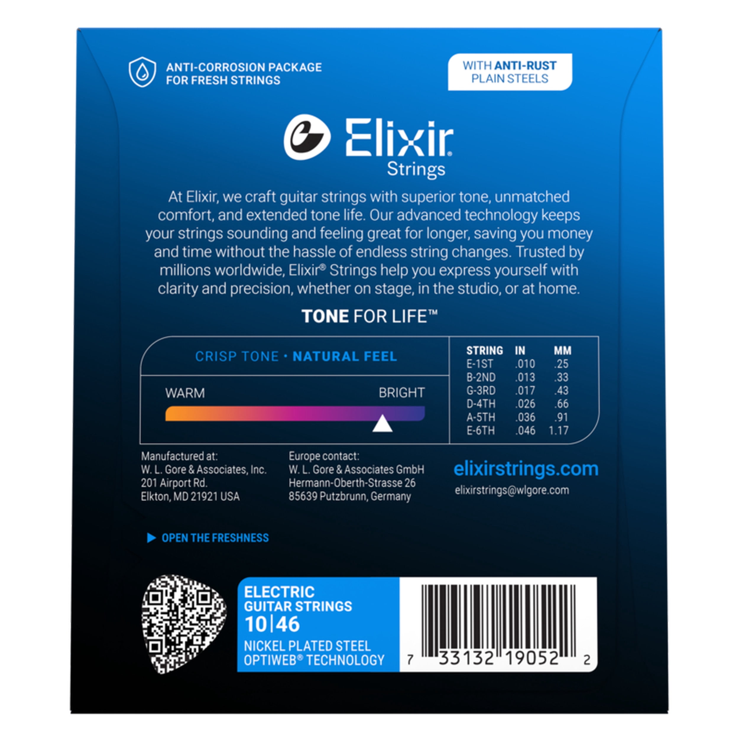 Elixir Strings 19052 Electric Guitar Strings with OPTIWEB Coating, Light, 10-46